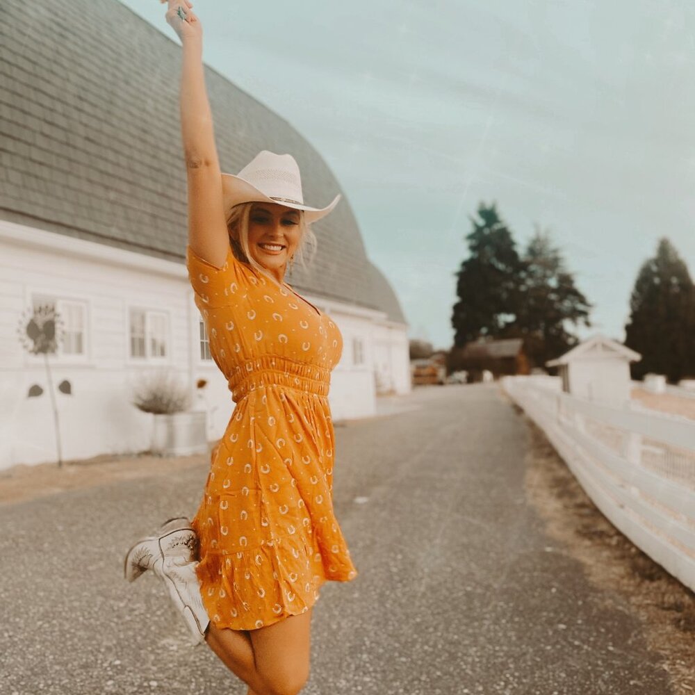 Idyllwind Mustard Yellow Short Sleeve Ruffle Hem Dress